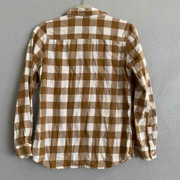 Old Navy Womens Size Small Button Down Size Small Plaid Tan White Neutral - Picture 6 of 10